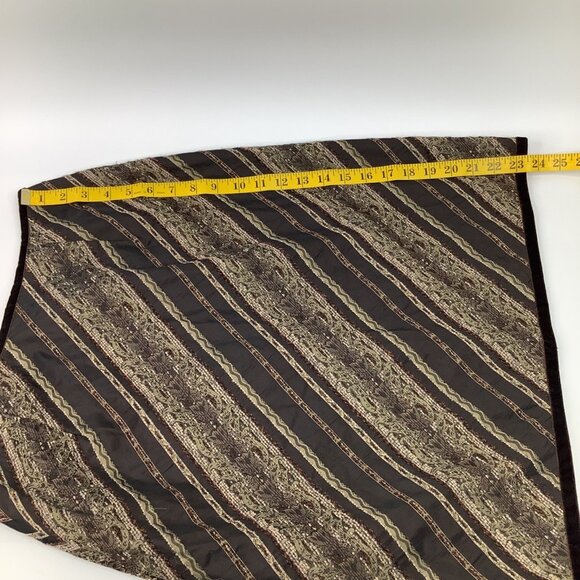 J. Jill Size 8P Elegant Brown Striped A-Line Skirt Tapestry Style Preppy Office - Picture 4 of 8